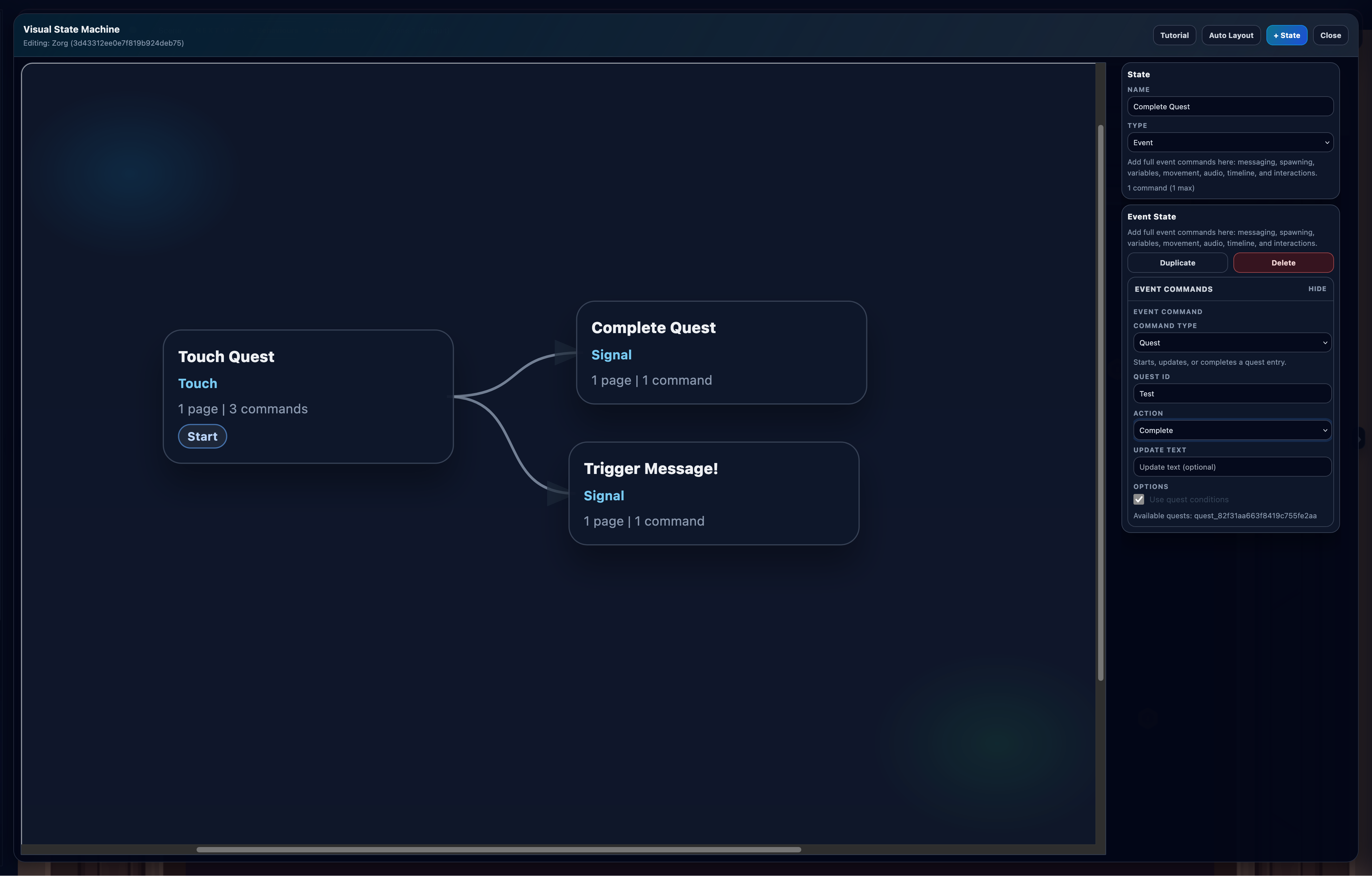 Visual State Machine graph editor
